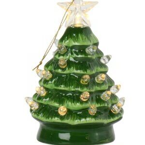 Mr. Christmas 5in. LED Nostalgic GREEN Frosted Ceramic Tree BRAND-NEW w/ALL tags